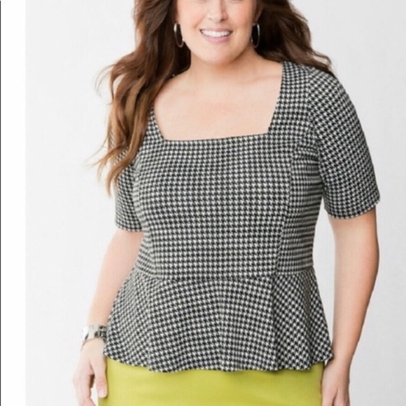 Lane Bryant Houndstooth Peplum Top - Picture 1 of 5